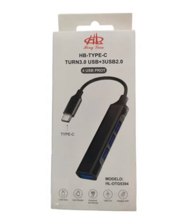 Hub Usb Tipo C 4 Entradas Para Carga Y Transferencia