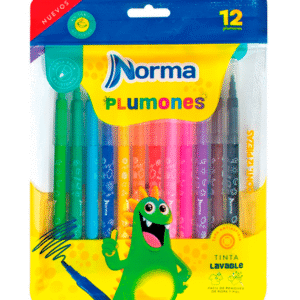 Plumones Lavables Norma Multicolor 12 Piezas
